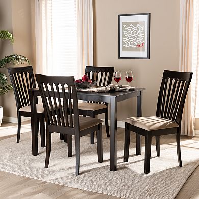 Baxton Studio Minette Slatted Dining Table & Chair 5-piece Set