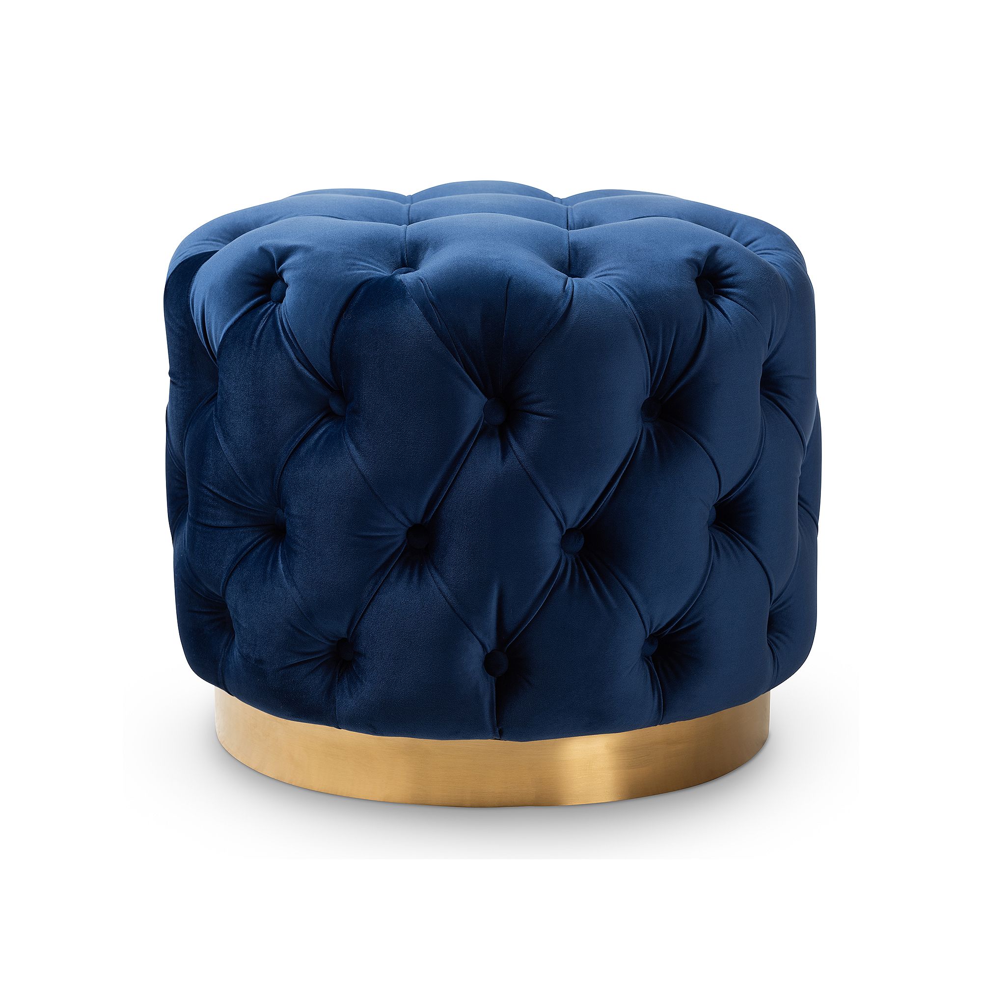 Baxton Studio Valeria Ottoman, Blue