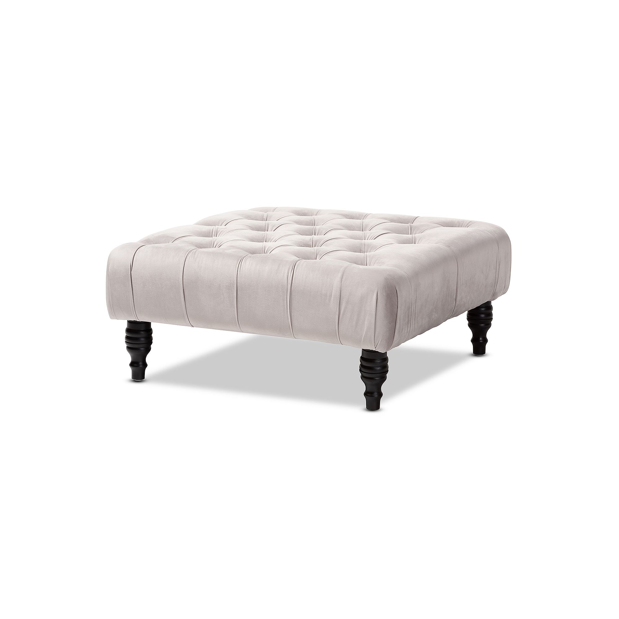Baxton Studio Keswick Tufted Ottoman, Gray