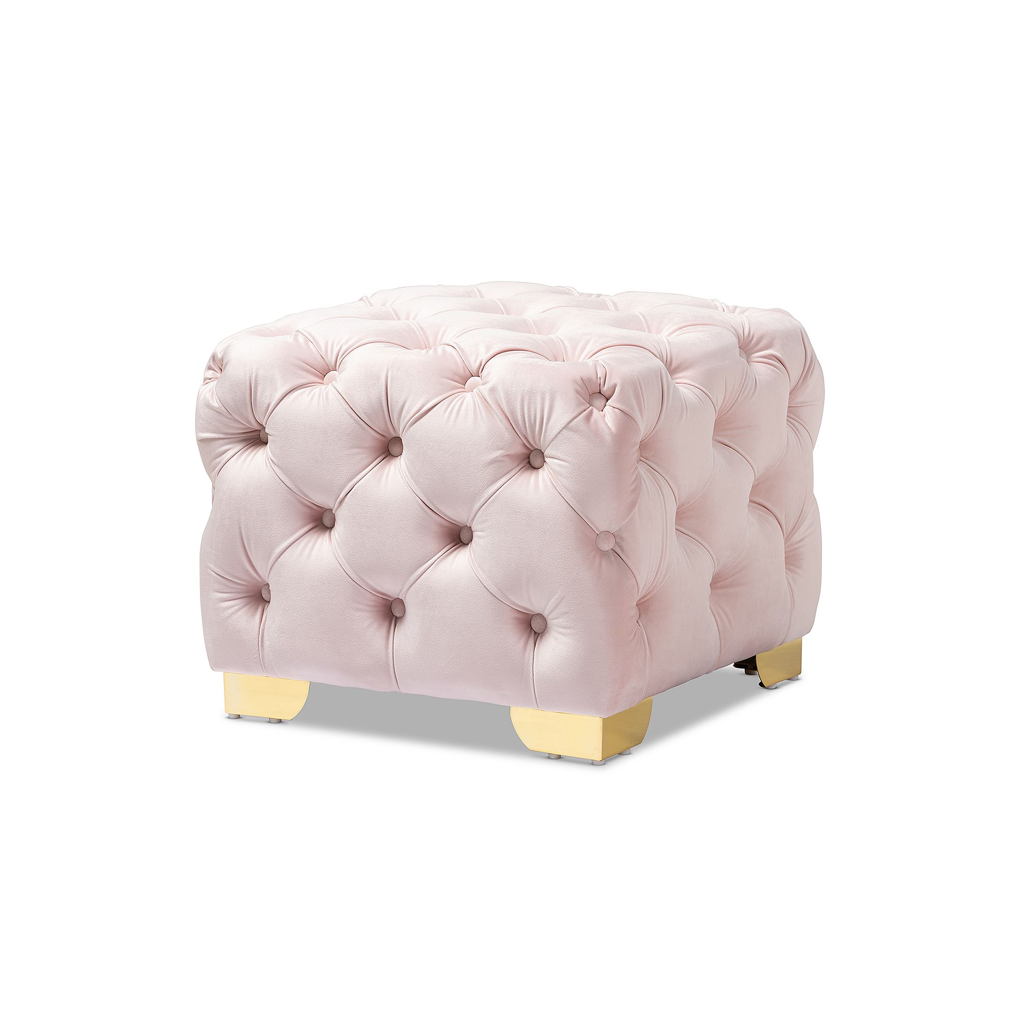 Baxton Studio Avara 18 x 21 Ottoman, Pink