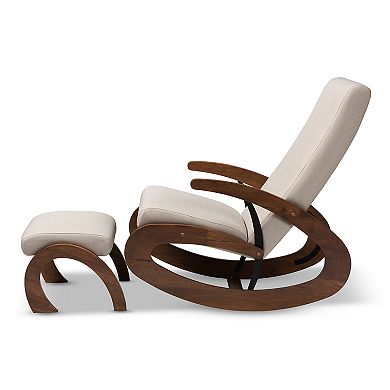 Baxton Studio Kaira Rocking Chair with Foot Stool