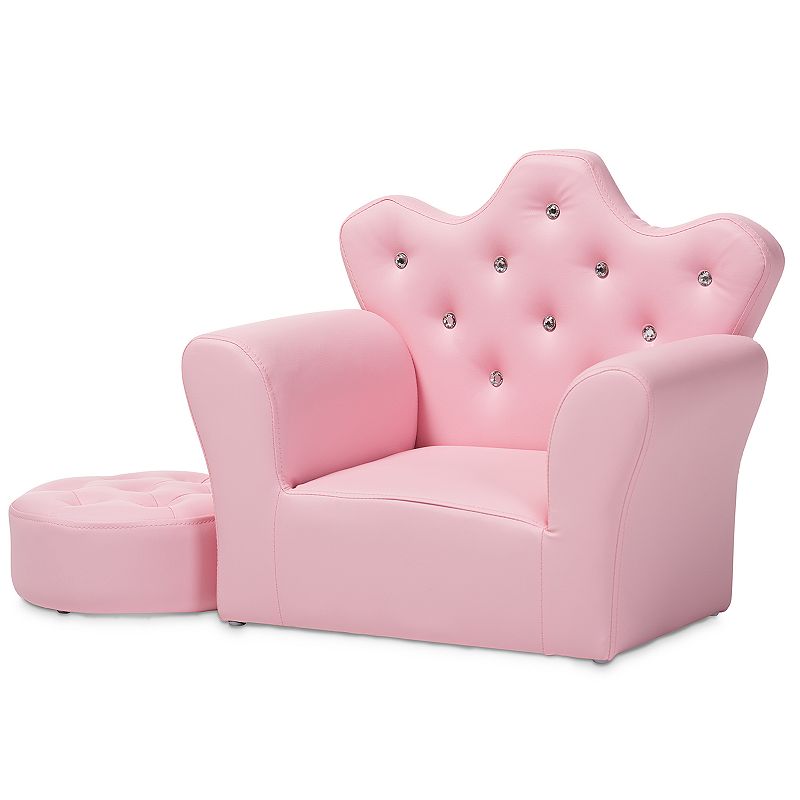 76425839 Baxton Studio Ava Pink Kids Chair and Ottoman Set sku 76425839