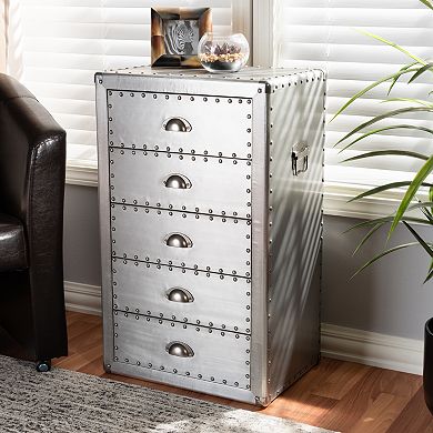 Baxton Studio Davet Silver Chest