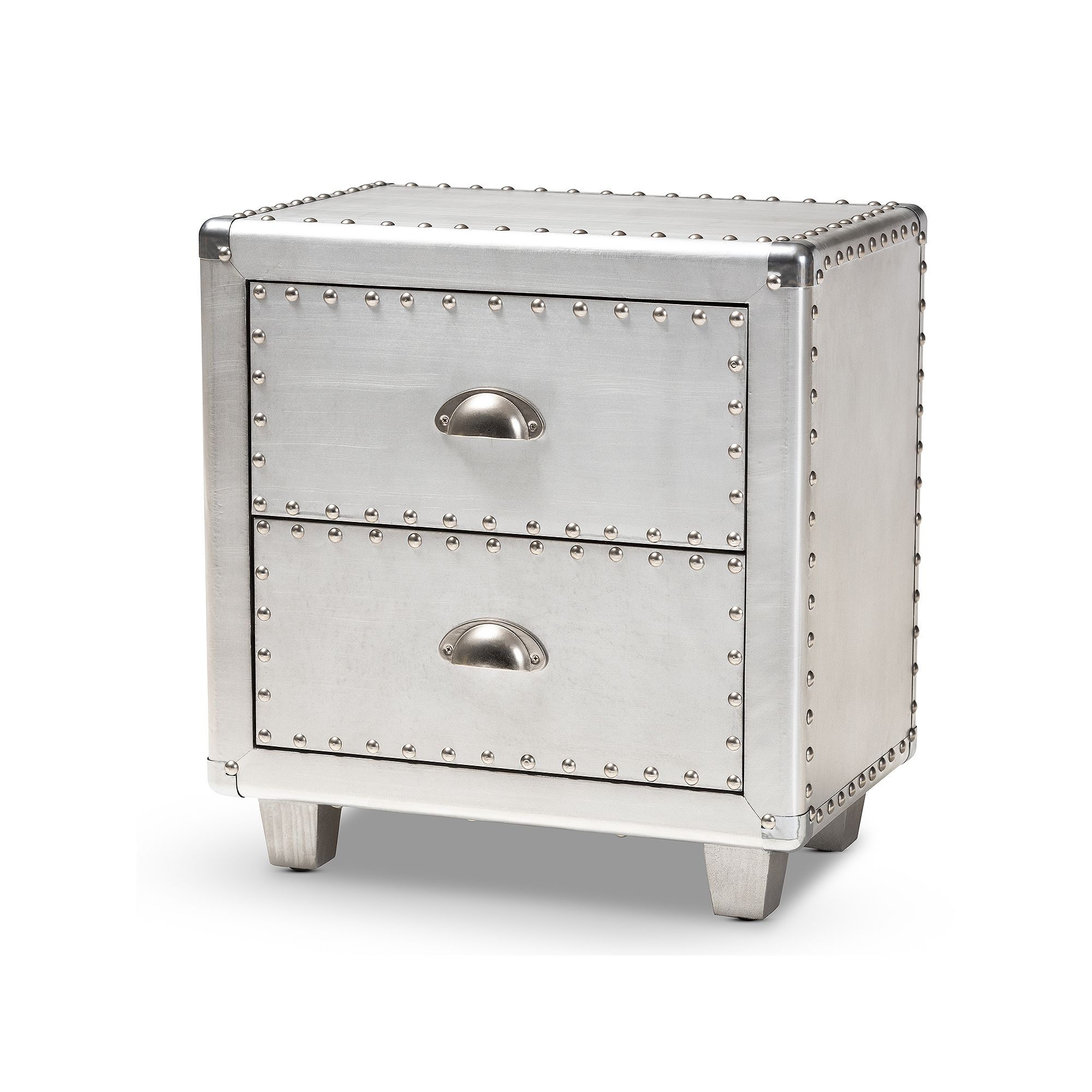 Baxton Studio Davet Silver Nightstand, Multi