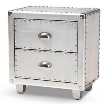 Baxton Studio Davet Silver Nightstand