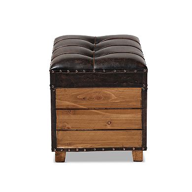 Baxton Studio Marelli Dark Brown 2-Piece Ottoman Set