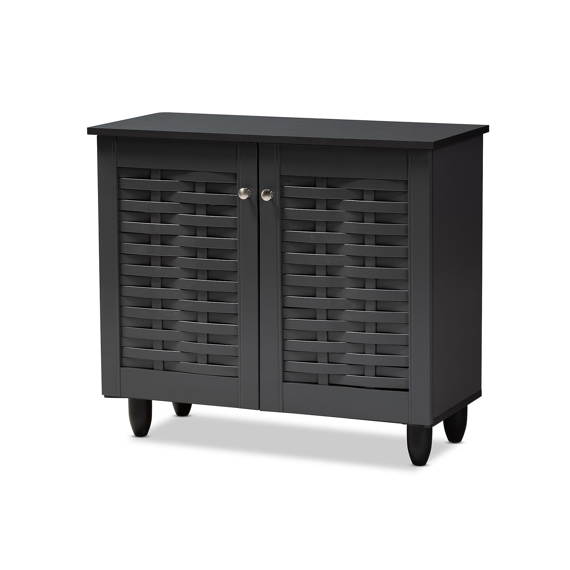 Baxton Studio Winda Charcoal Shoe Cabinet, Gray