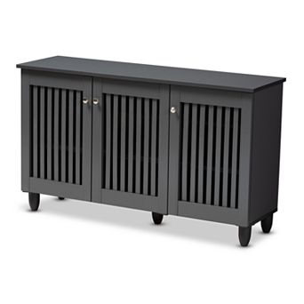 Baxton Studio Fernanda 3-Door Charcoal Shoe Cabinet