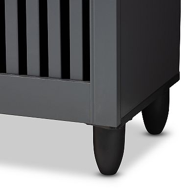 Baxton Studio Fernanda 3-Door Charcoal Shoe Cabinet