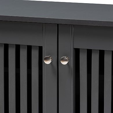 Baxton Studio Fernanda 3-Door Charcoal Shoe Cabinet