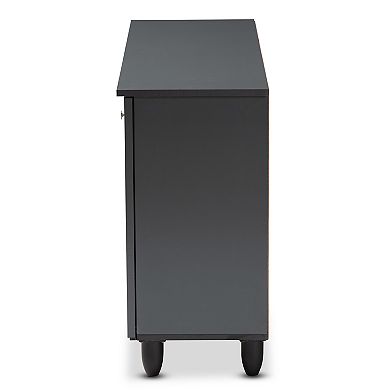Baxton Studio Fernanda 3-Door Charcoal Shoe Cabinet