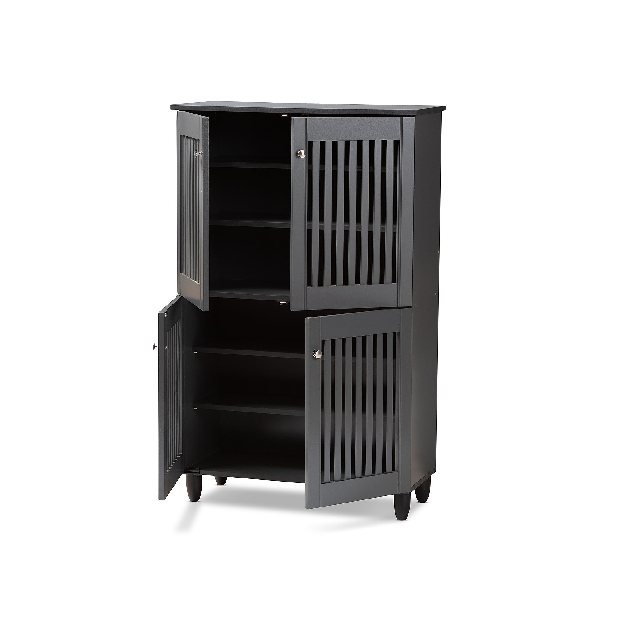 Baxton Studio Fernanda Charcoal Shoe Cabinet, Gray