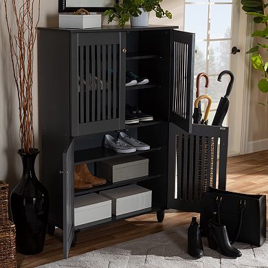 Baxton Studio Fernanda Charcoal Shoe Cabinet