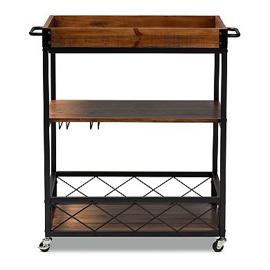 Baxton Studio Capri Medium Brown Wine Cart