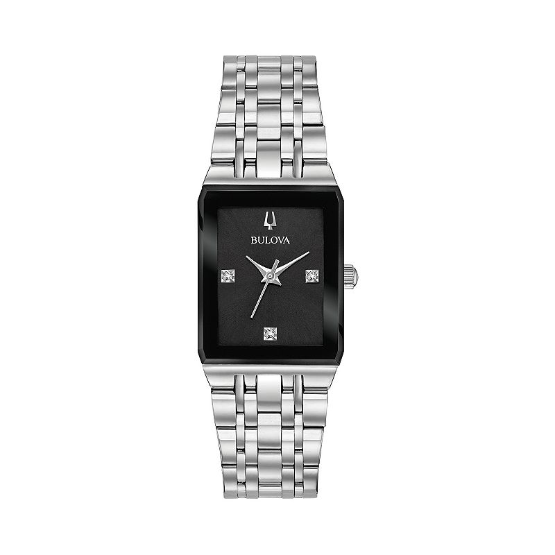 Bulova Women's Quadra Stainless Steel Diamond Watch - 96P202, Size: Small, Silvertone