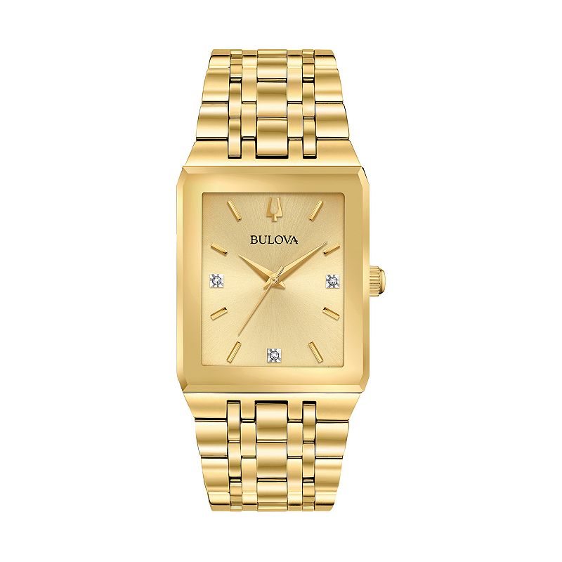 Bulova Men's Quadra Diamond Accent Watch - 97D120, Size: Small, Gold Tone