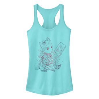 Juniors' Marvel Groot Tape Neon Racerback Tank Top