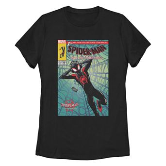 Juniors' Spider-Verse Miles Comic Cover Tee