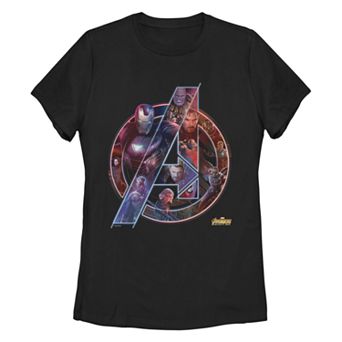 Juniors' Marvel Avengers Team Neon Logo Tee