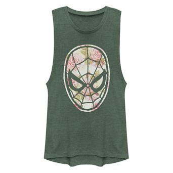 Juniors' Marvel Spider-Man Floral Mask Tank Top