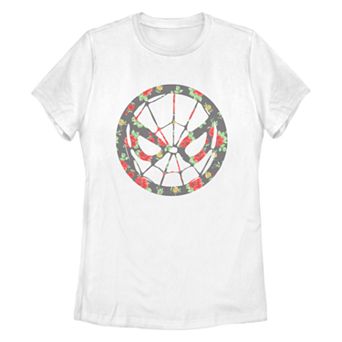Juniors' Retro Spider-Man Floral Logo Tee