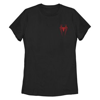 Juniors' Marvel Spider-Man Left Chest Logo Tee