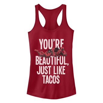 Juniors' Marvel Deadpool Beauty Like Tacos Tank Top