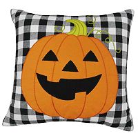 Celebrate Halloween Together Buffalo Check Pumpkin Throw Pillow