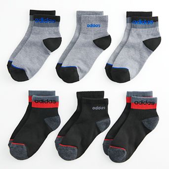 Boys adidas Blocked Linear 6-Pack High Quarter-Crew Socks