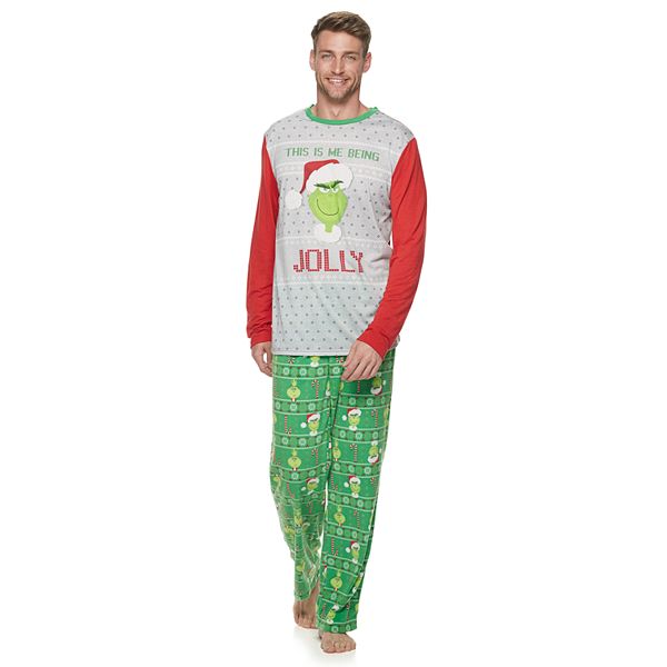 Men S Jammies For Your Families The Grinch Top Bottoms Pajama Set