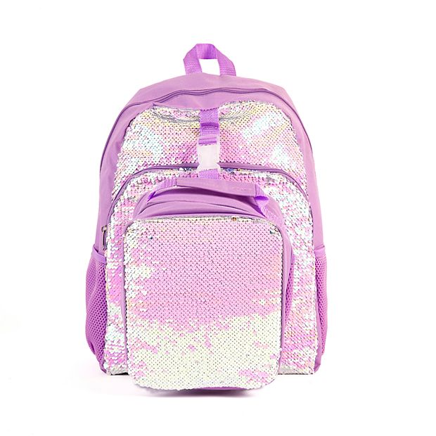 Reversible Sequin Flip Color Change Pink Insulated School Lunch