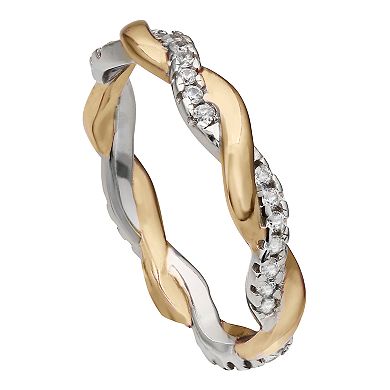 PRIMROSE Sterling Silver Cubic Zirconia Braided Band Ring