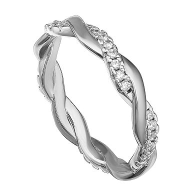PRIMROSE Sterling Silver Cubic Zirconia Braided Band Ring