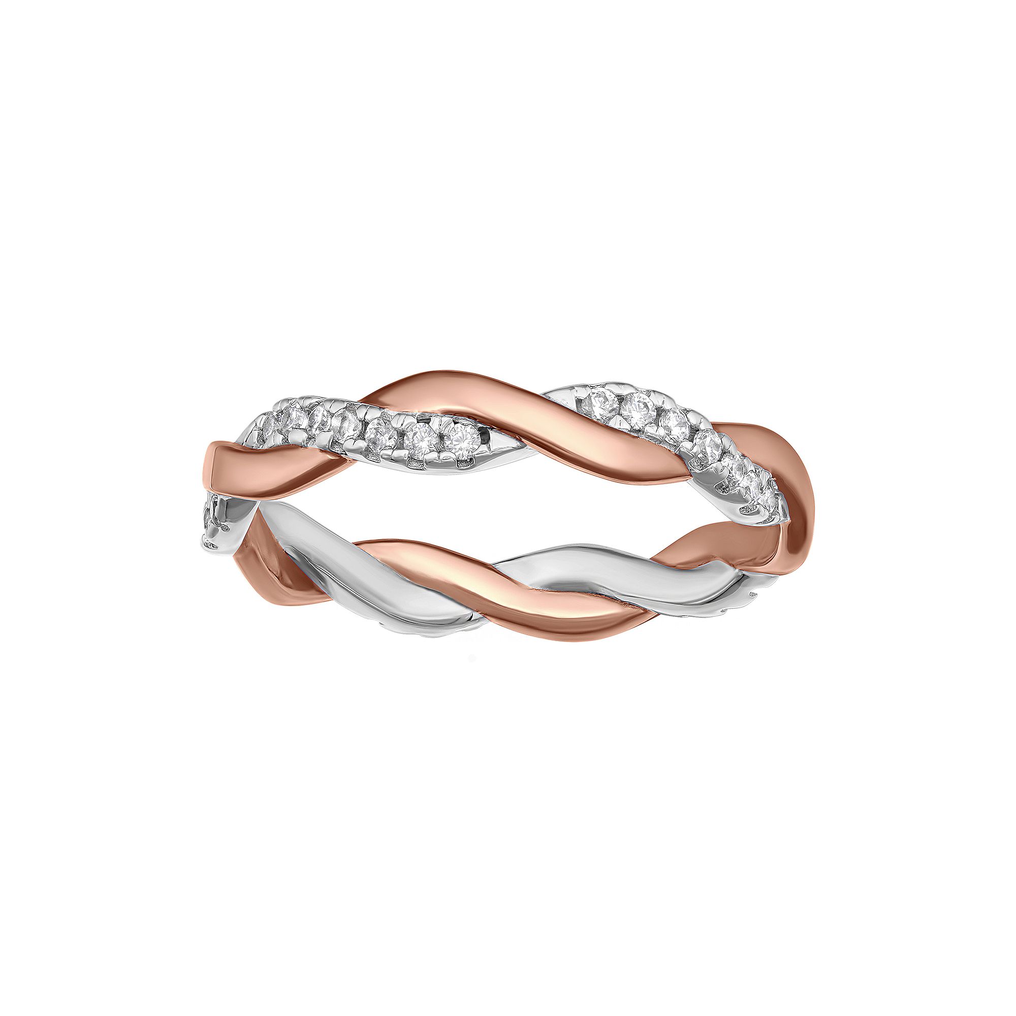PRIMROSE Sterling Silver Cubic Zirconia Braided Band Ring, Womens, Size: 8