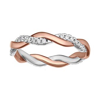 PRIMROSE Sterling Silver Cubic Zirconia Braided Band Ring