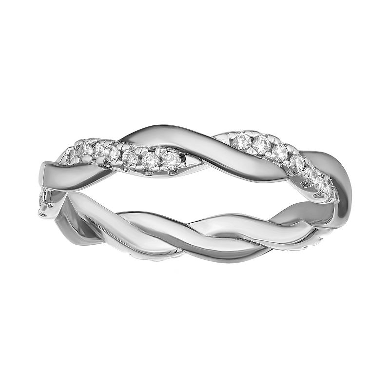 PRIMROSE Sterling Silver Cubic Zirconia Braided Band Ring, Womens, Size: 6