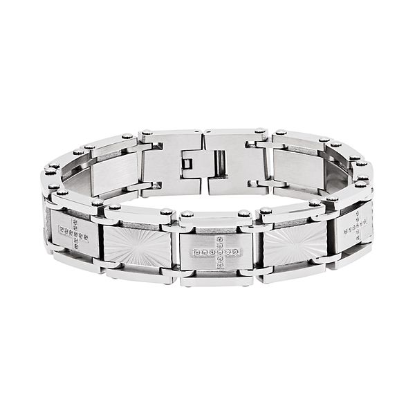 Men's Name Stainless Steel Cubic Zirconia Bracelet