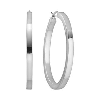 Platinum Over Silver Hoop Earrings