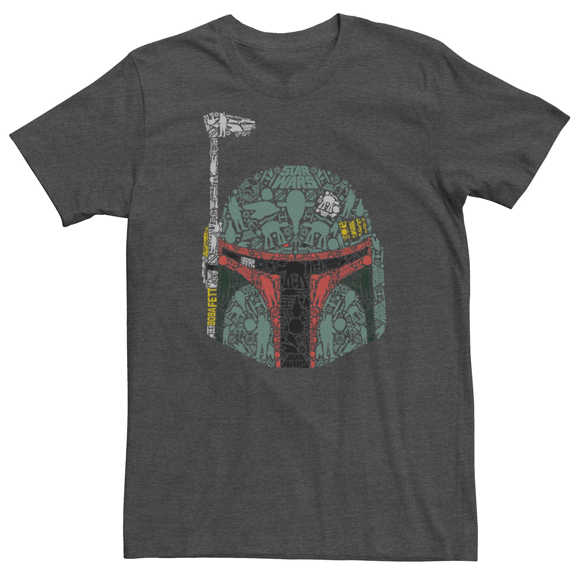 Mens Star Wars Boba Fett Icons Helmet Fill Tee, Size: Small, Grey Heather