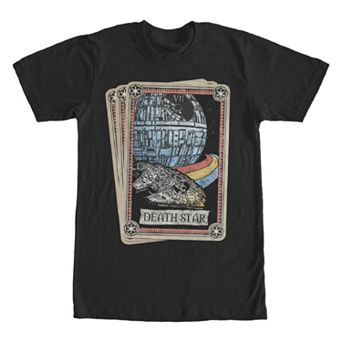 Men's Star Wars Death Star Millennium Falcon Tarot Card Style Tee