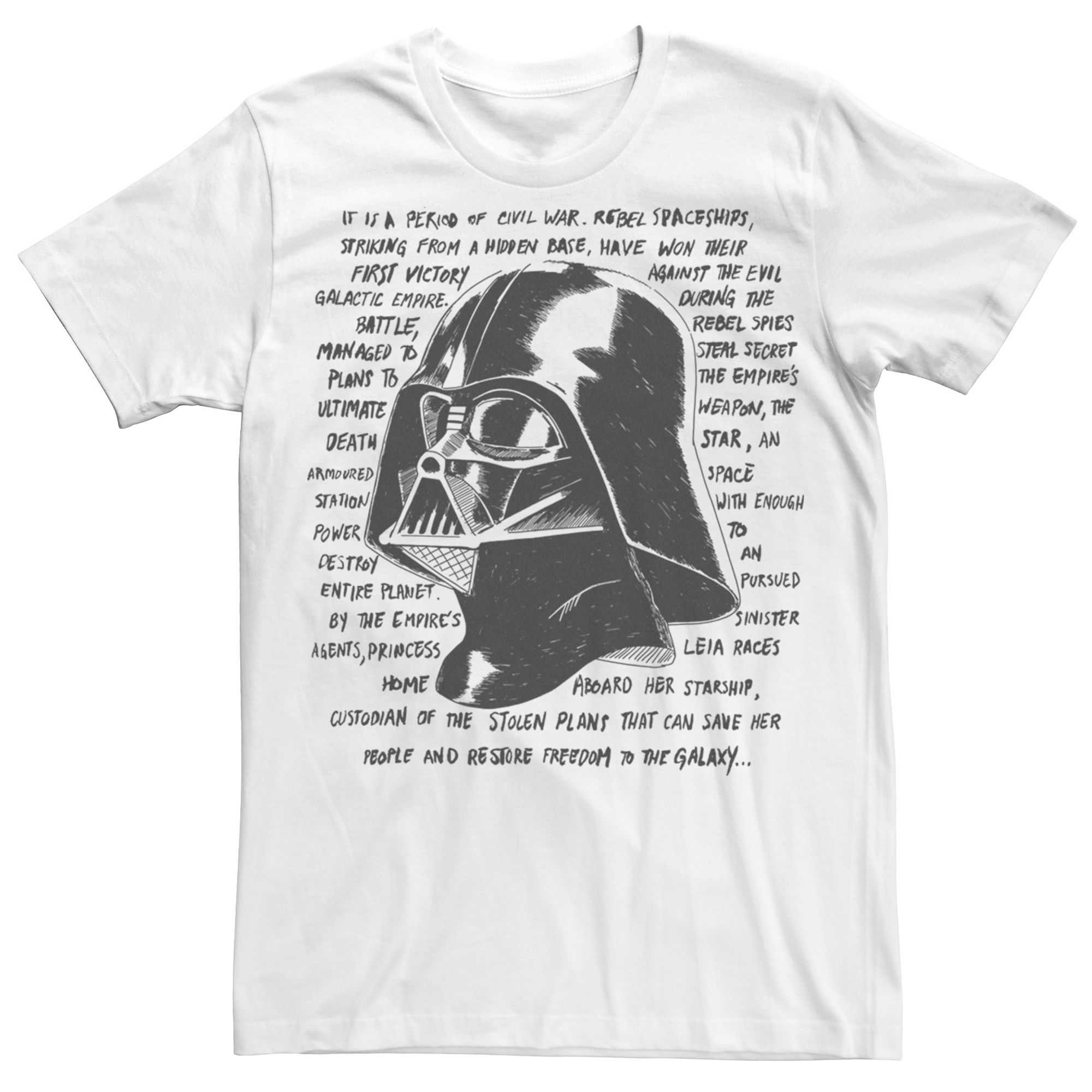 Mens Star Wars Darth Vader Quote Portrait Tee, Size: Small, White