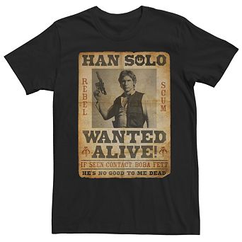 Men's Star Wars Han Solo Wanted Alive Flyer Poster Tee