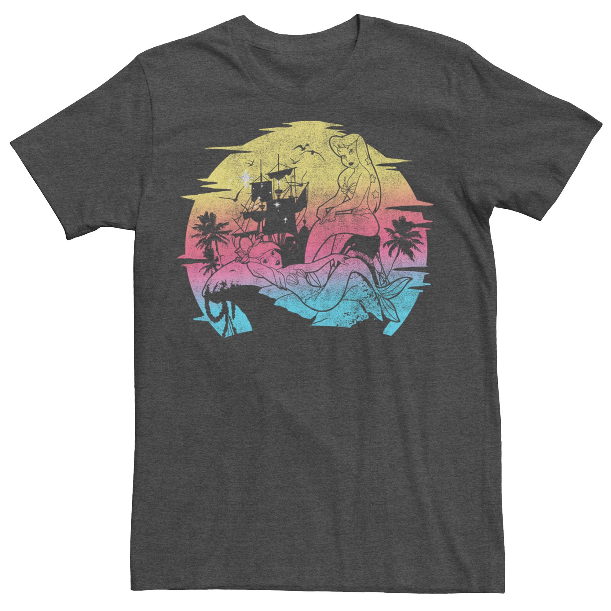 Disneys Peter Pan Mermaids Gradient Mens Tee, Size: Small, Grey Heather