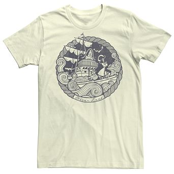 Disney's Peter Pan Men's Never Land Circle Vintage Logo Tee