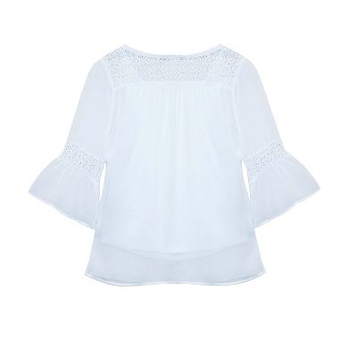 Girls 7-16 IZ Byer Lace Inset Bell Sleeve Top
