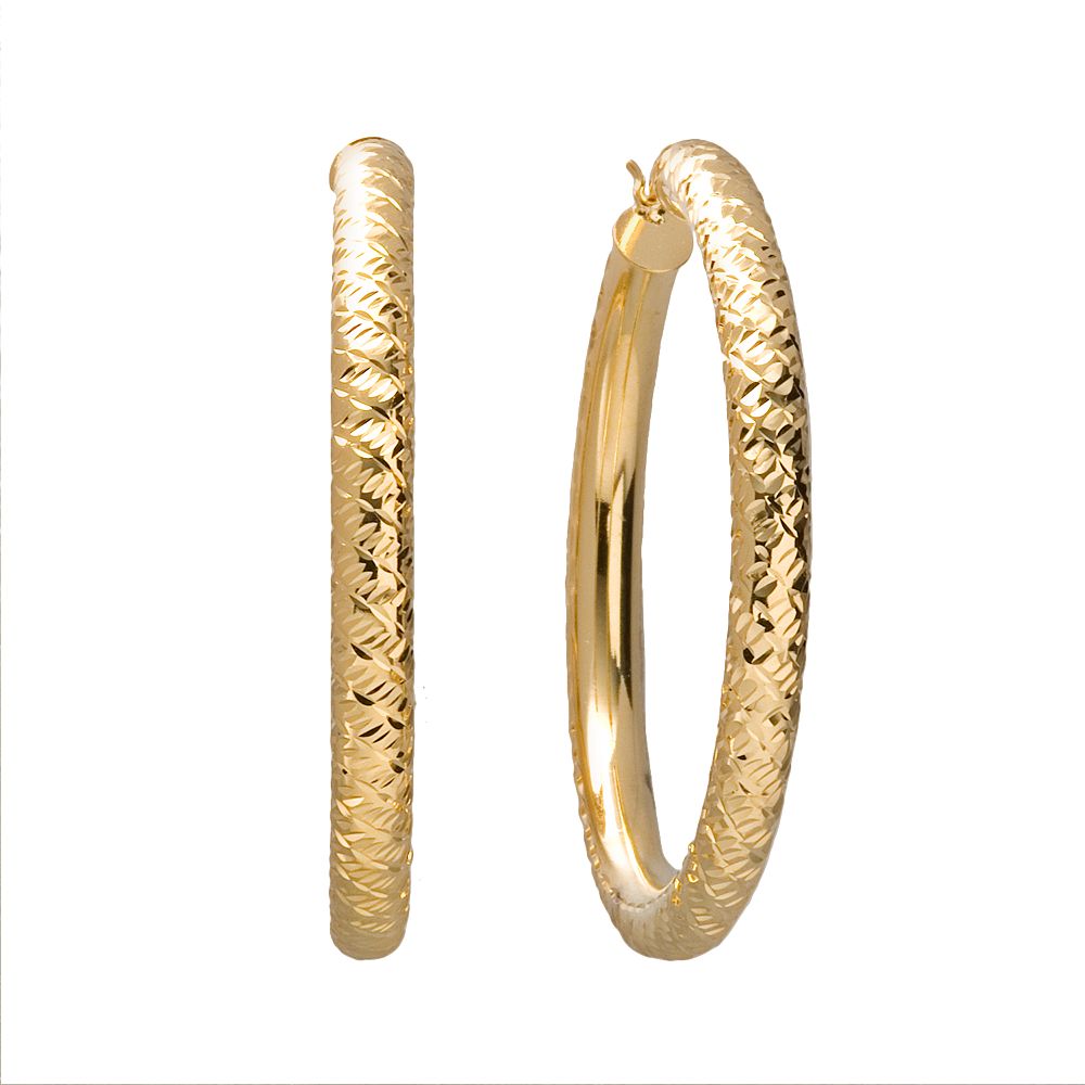 18K Gold Over Sterling Silver Big Classic Hoop Earrings main image 0