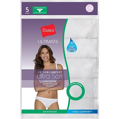Hanes Ultimate 5-pk. Ultra Soft Cotton Comfort Bikini Panties 42HUC6