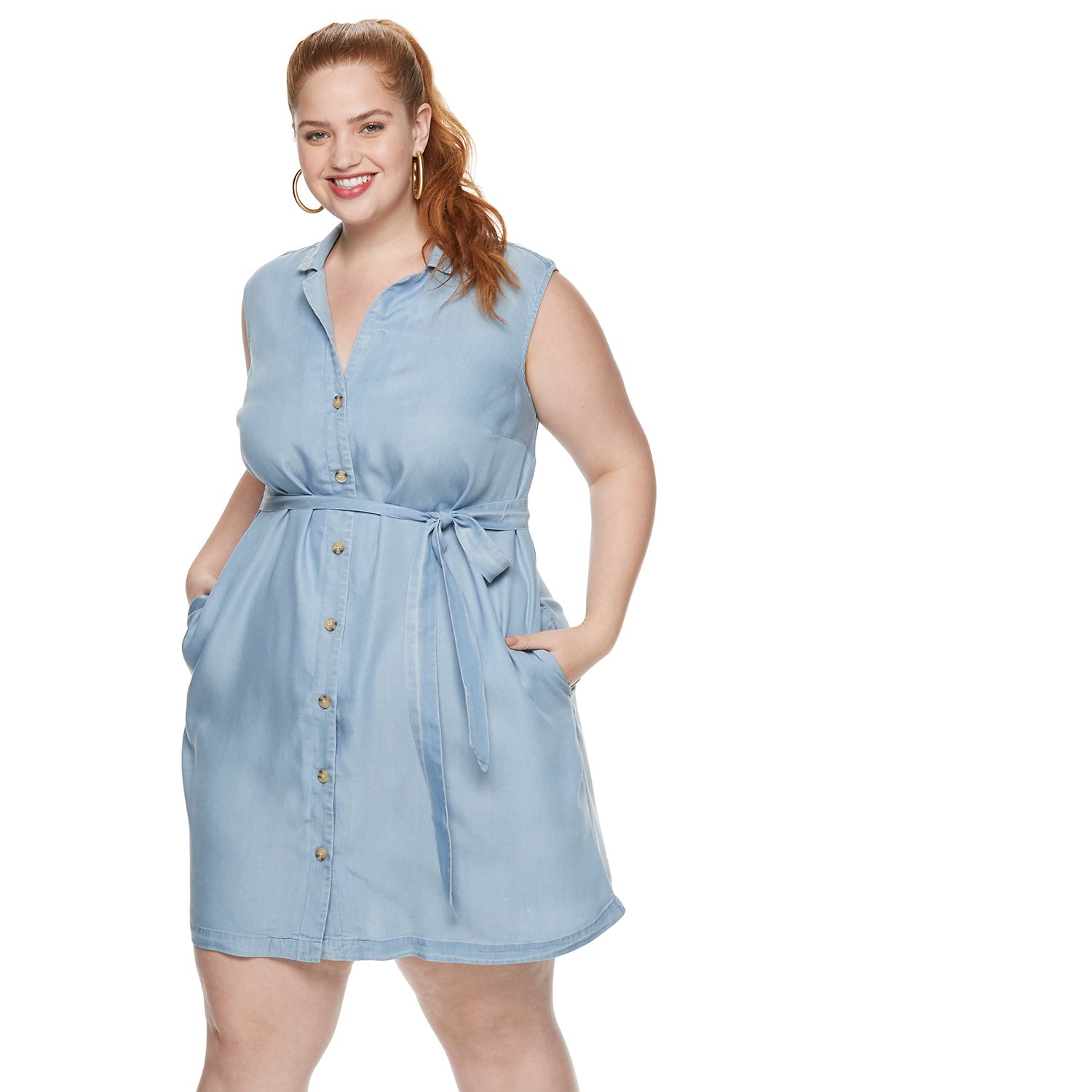 plus size blue jean shirt dress