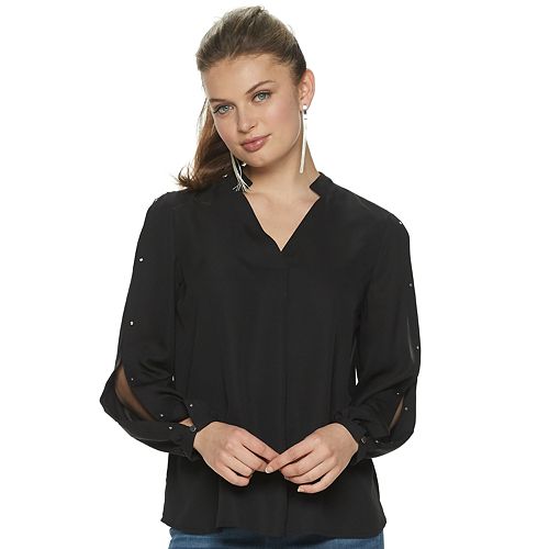 Women's Jennifer Lopez Slit-Sleeve Pleated Popover Top