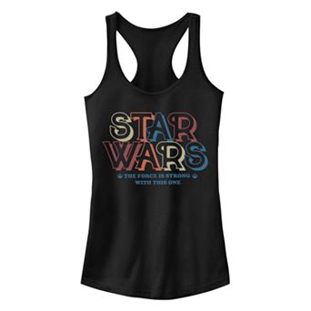 Junior's Disney's Star Wars Bold Retro Logo 70s Racerback Tank Top